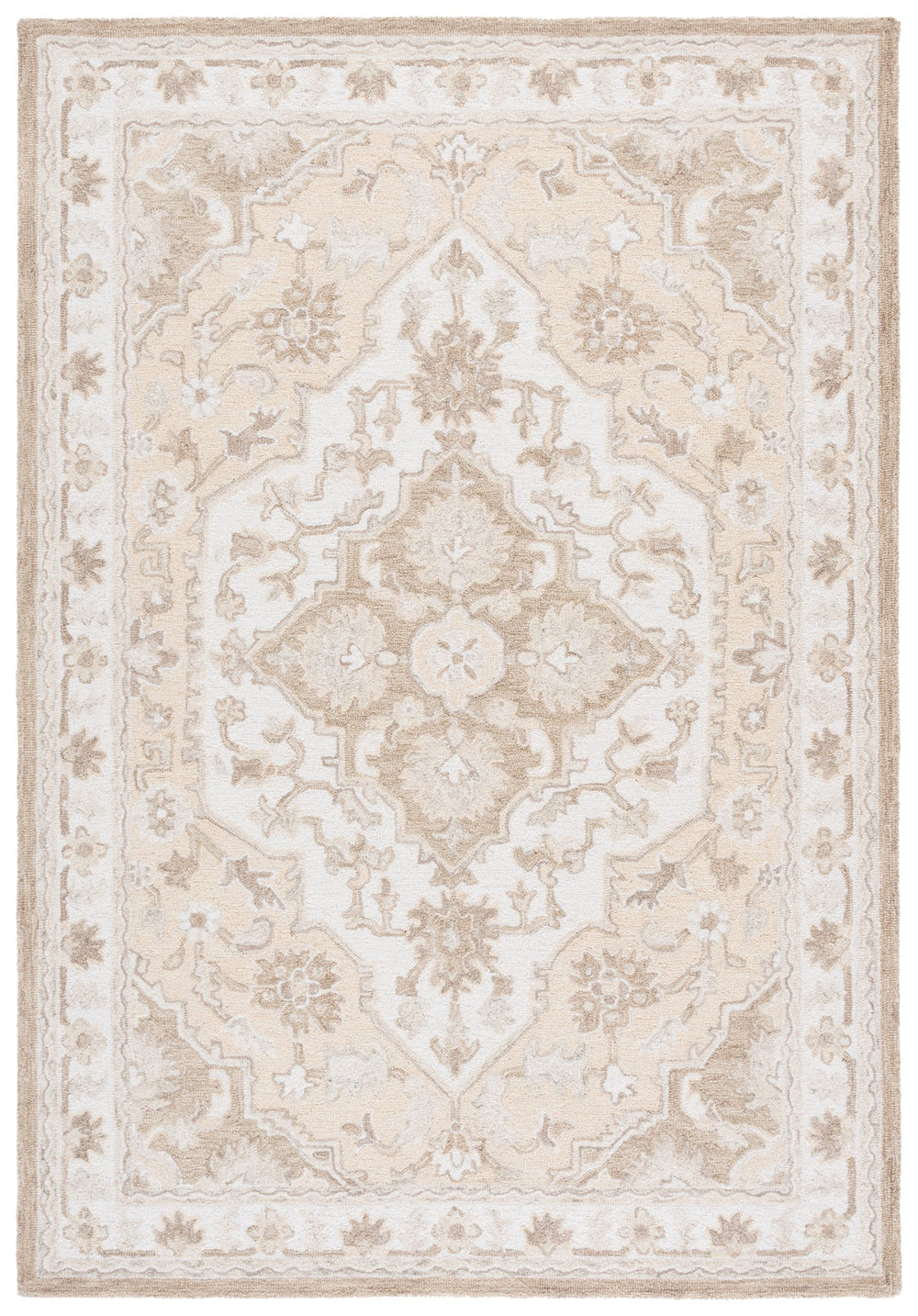 Safavieh Metro Hand-Tufted Beige Ivory Wool-Cotton Rug – Low-Profile, Timeless Minimalist Square Accent 6'-0" x 6'-0" MET757B-6SQ