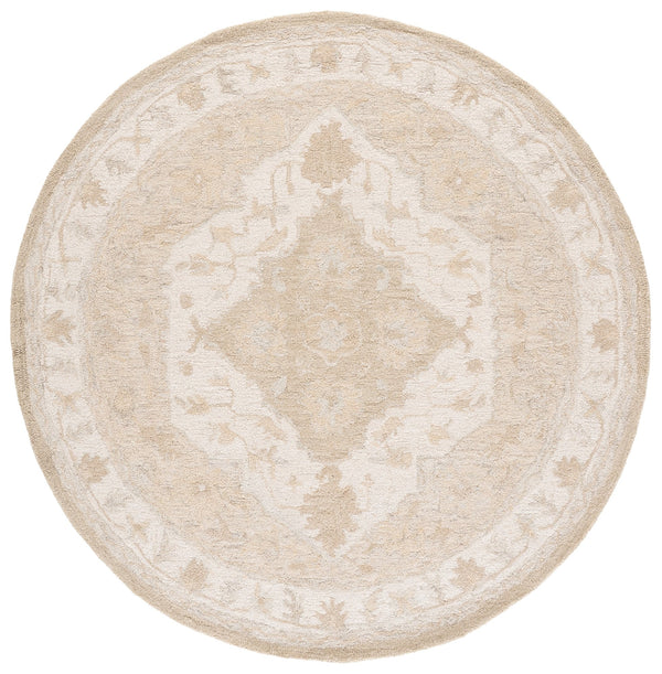 Safavieh Metro Hand-Tufted Round Area Rug Beige Ivory — Wool-Cotton Blend, Low-Profile 1/2" Pile, Artisanal Elegance 6'-0" x 6'-0" MET757B-6R