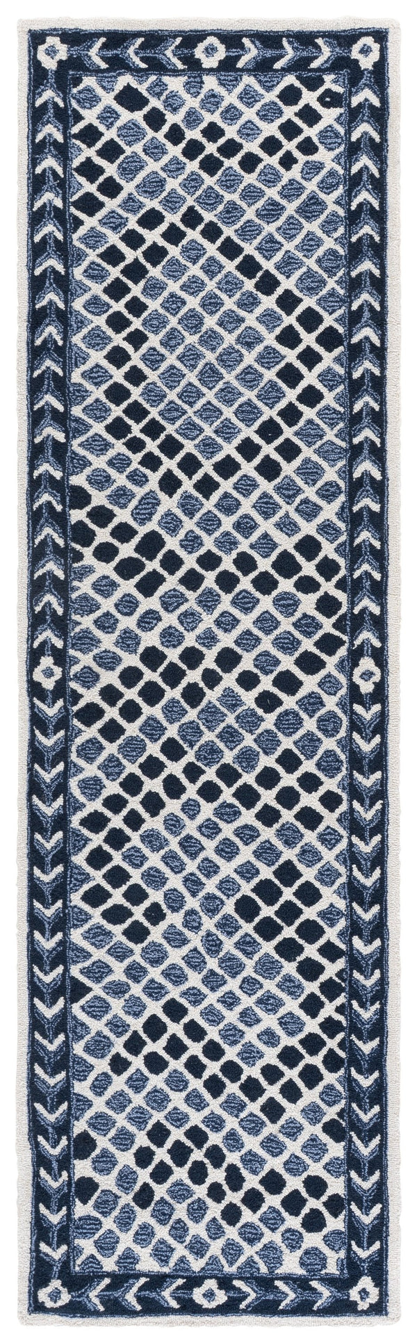 Safavieh Metro Hand-Tufted Round Rug In Navy And Ivory — Low-Profile Geometric Texture, Ethically Made India 6'-0" x 6'-0" MET758N-6R
