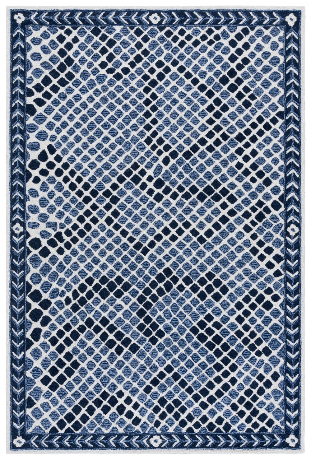 Safavieh Metro Hand-Tufted Navy Ivory Square Rug — Soft Polyester-Cotton Blend, Low-Profile Texture, Versatile Style 6'-0" x 6'-0" MET758N-6SQ