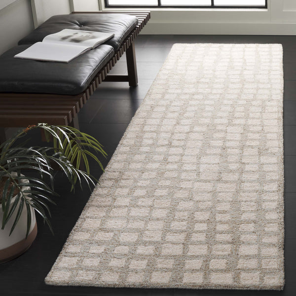 Safavieh Metro Contemporary Area Rug – Hand-tufted Elegance In Soft Wool And Jute For Timeless Home Style Sage ,Beige 50% Wool,50% Jute Met778w-28