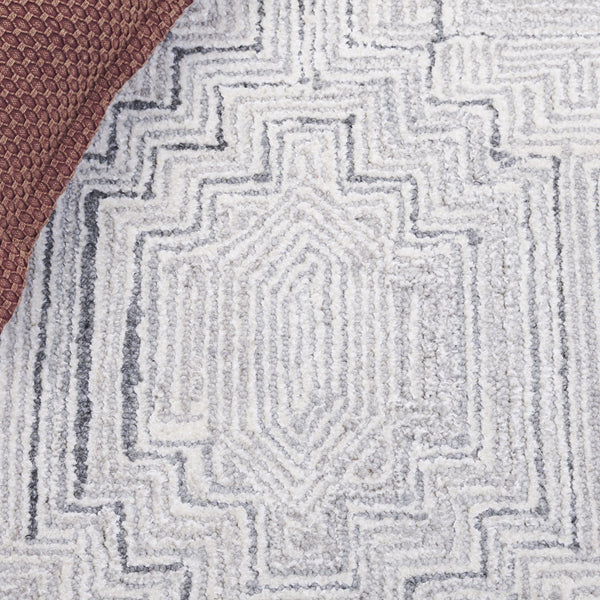 Safavieh Metro Hand-Tufted Grey-Beige Square Rug — Wool-Viscose Blend, Low-Profile 3/8" Pile, Modern Neutral Elegance 6'-0" x 6'-0" MET779F-6SQ