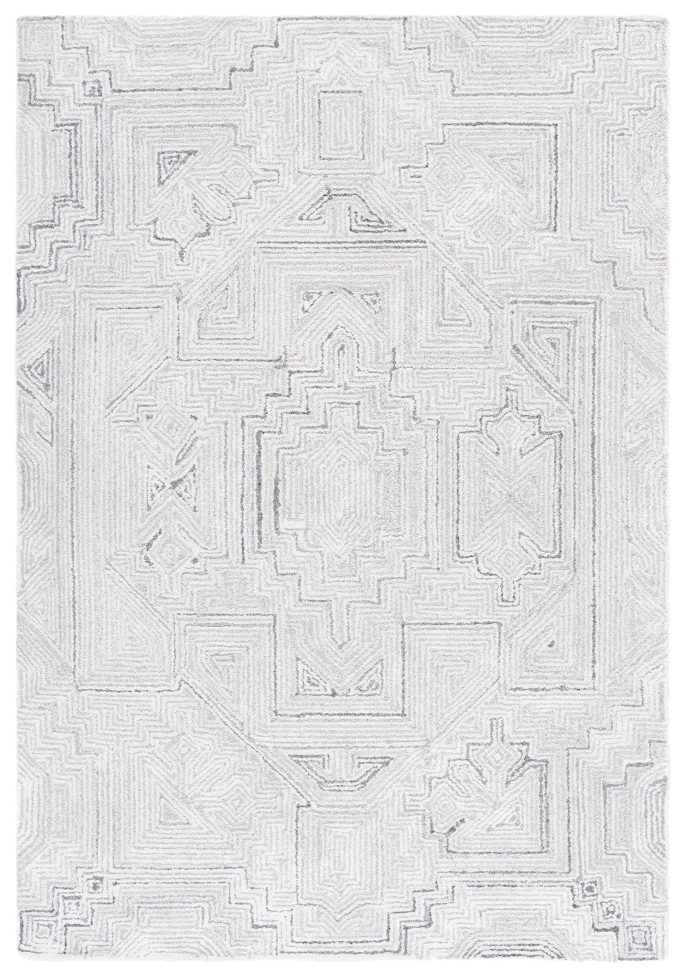 Safavieh Metro Hand-Tufted Grey-Beige Square Rug — Wool-Viscose Blend, Low-Profile 3/8" Pile, Modern Neutral Elegance 6'-0" x 6'-0" MET779F-6SQ
