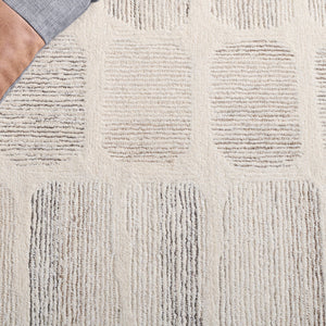 Safavieh Metro Hand-Tufted Ivory Grey Geometric Round Rug — Wool-Viscose Blend, Low-Profile 3/8" Pile, Durable Elegance 6'-0" x 6'-0" MET780A-6R