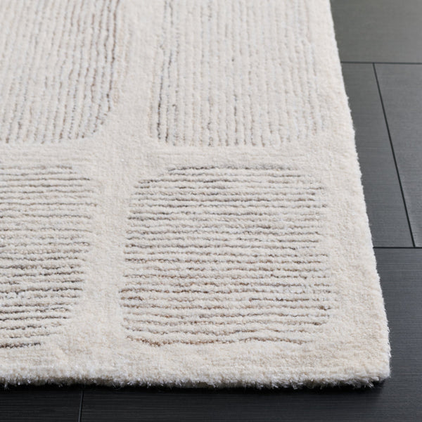 Safavieh Metro Hand-Tufted Ivory Grey Geometric Round Rug — Wool-Viscose Blend, Low-Profile 3/8" Pile, Durable Elegance 6'-0" x 6'-0" MET780A-6R