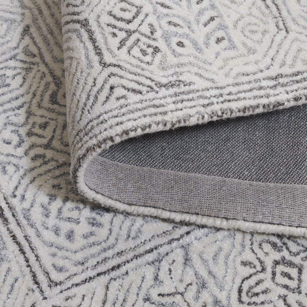 Safavieh Metro Elegant Grey Ivory Square Rug With Wool-Viscose Blend, Hand-Tufted Geometry & Low Profile 6'-0" x 6'-0" MET781F-6SQ