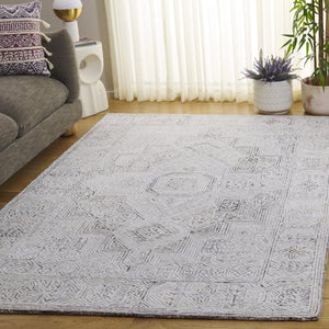 Safavieh Metro Hand-Tufted Grey Ivory Area Rug — Wool-Viscose Blend, Low Pile, Modern Geometric Elegance For Living Rooms 4'-0" x 6'-0" MET781F-4