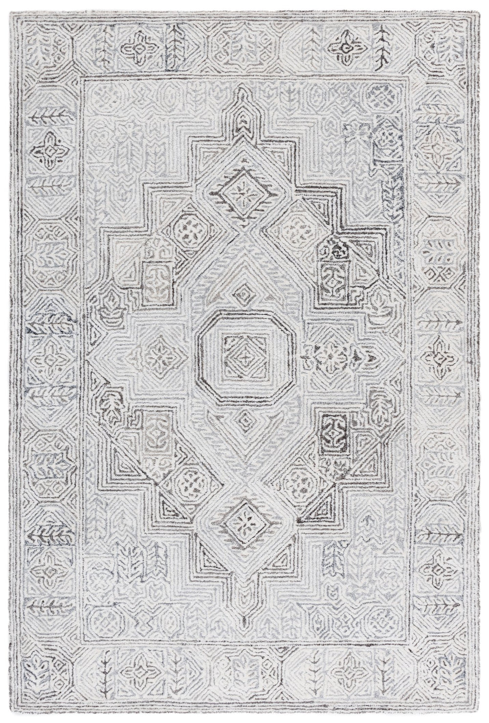 Safavieh Metro Elegant Grey Ivory Square Rug With Wool-Viscose Blend, Hand-Tufted Geometry & Low Profile 6'-0" x 6'-0" MET781F-6SQ