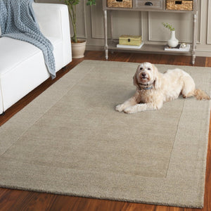 Safavieh Metro Hand Loomed Wool Cotton Area Rug Neutral Taupe Subtle Border for Living Spaces MET807E-5