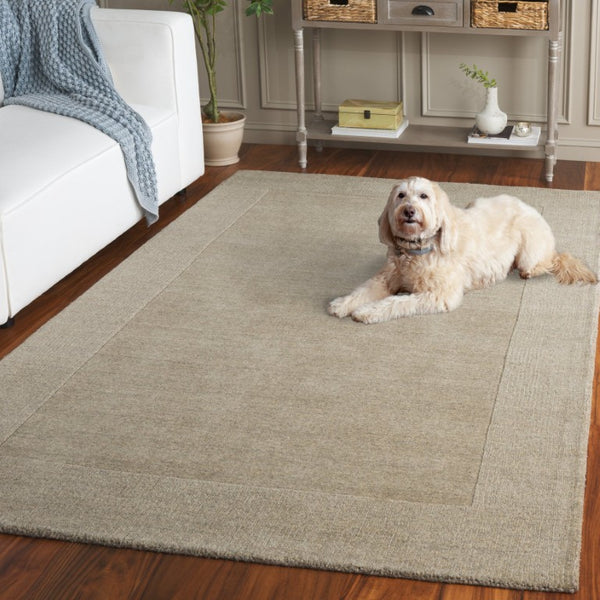 Safavieh Metro Hand Loomed Wool Cotton Area Rug Neutral Taupe Subtle Border for Living Spaces MET807E-5