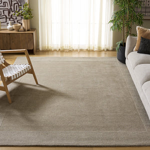 Safavieh Metro Taupe Hand-Loomed Wool-Cotton Rug With Low Pile & Subtle Border — Durable, Minimalist Style 6'-0" x 9'-0" MET807E-6