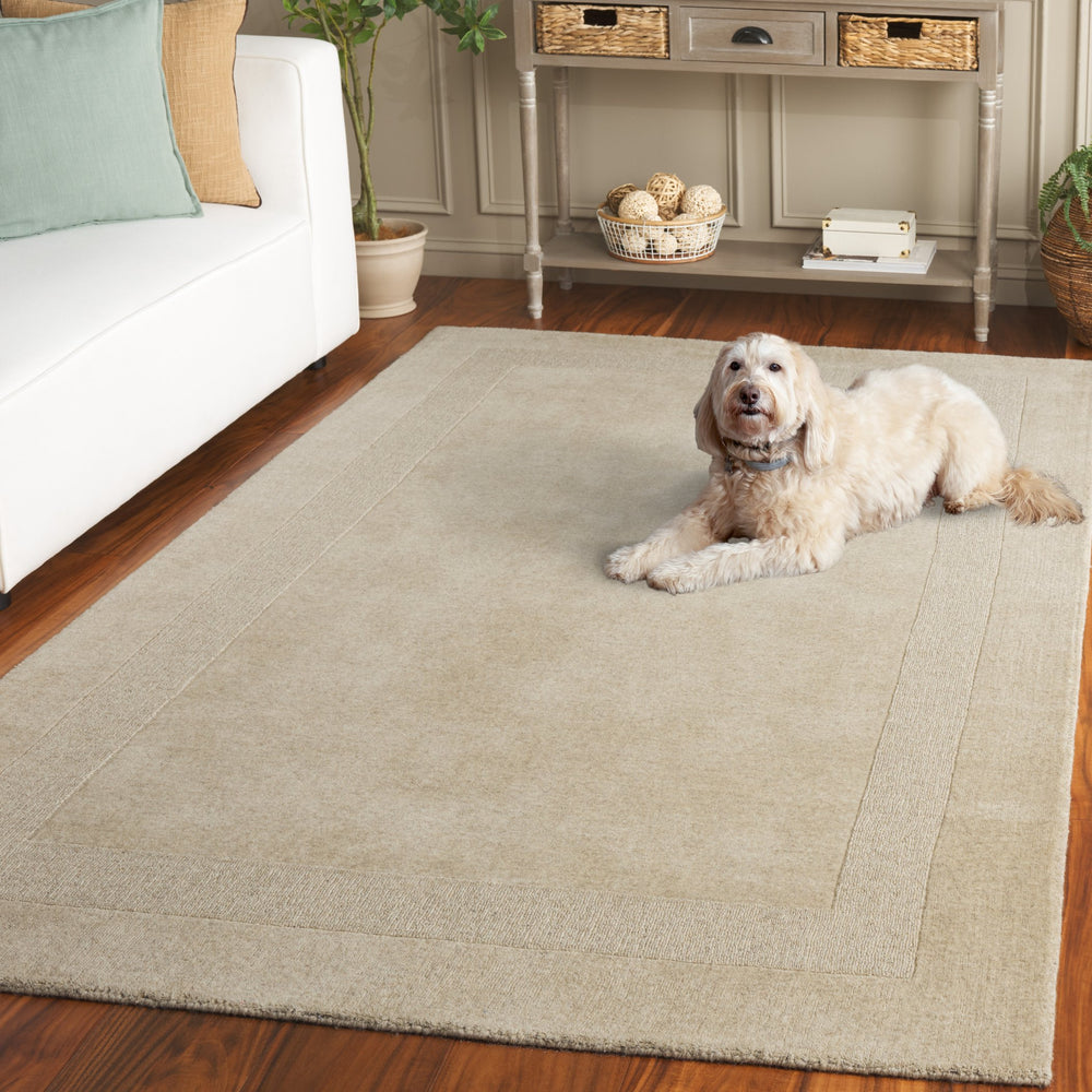 Safavieh Metro Hand-Loomed Beige Wool-Cotton Rug — Minimalist Low-Profile 1/4" Pile, Durable Artisanal Style 4'-0" x 6'-0" MET808B-4