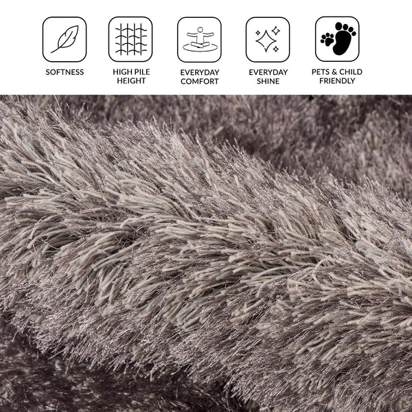 Metro Plush High Pile Shag Rug Microfiber Polyester Soft Living Room Floor Accent