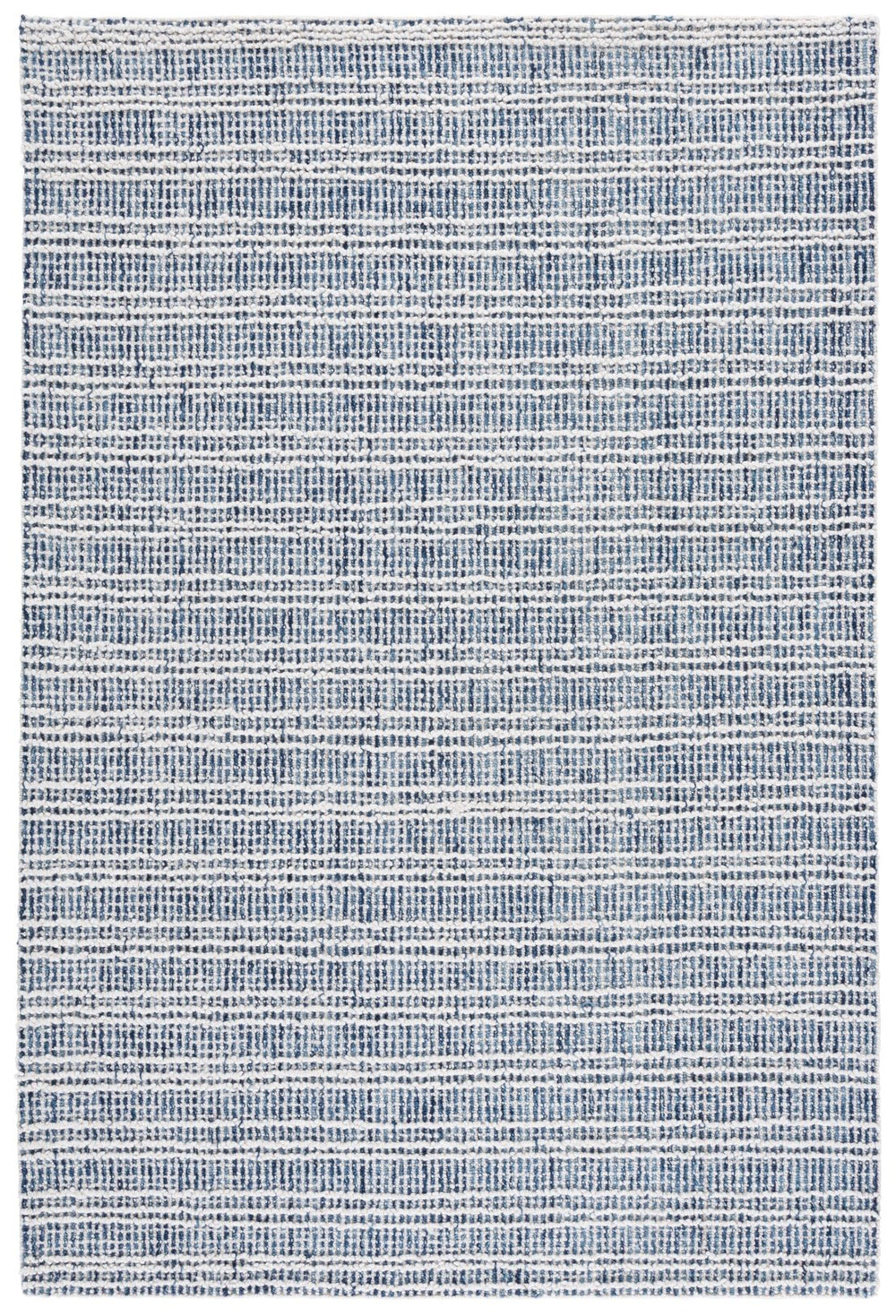 Safavieh Metro Hand-Tufted Navy And Ivory Area Rug 8X10, Wool-Cotton Blend, Low-Profile Modern Stripe Rug 9'-0" x 12'-0" MET810N-9