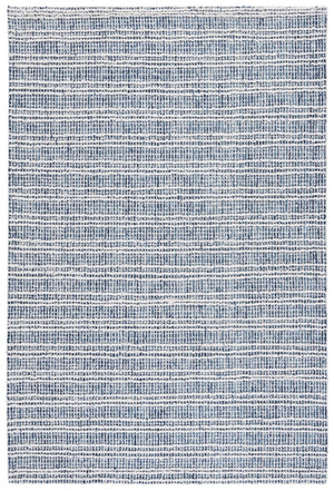 Safavieh Metro Hand-Tufted Navy And Ivory Area Rug 8X10, Wool-Cotton Blend, Low-Profile Modern Stripe Rug 9'-0" x 12'-0" MET810N-9