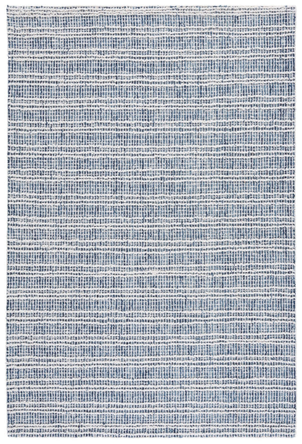 Safavieh Metro Hand-Tufted Navy And Ivory Area Rug 8X10, Wool-Cotton Blend, Low-Profile Modern Stripe Rug 9'-0" x 12'-0" MET810N-9