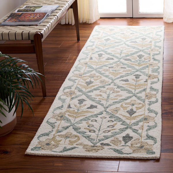 Safavieh Metro Hand-Tufted Ivory Grey Runner Rug, Wool-Cotton Blend, Low-Profile 3/8" Pile For Hallways 2'-3" x 8'-0" MET811A-28