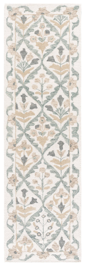 Safavieh Metro Hand-Tufted Ivory Grey Runner Rug, Wool-Cotton Blend, Low-Profile 3/8" Pile For Hallways 2'-3" x 8'-0" MET811A-28