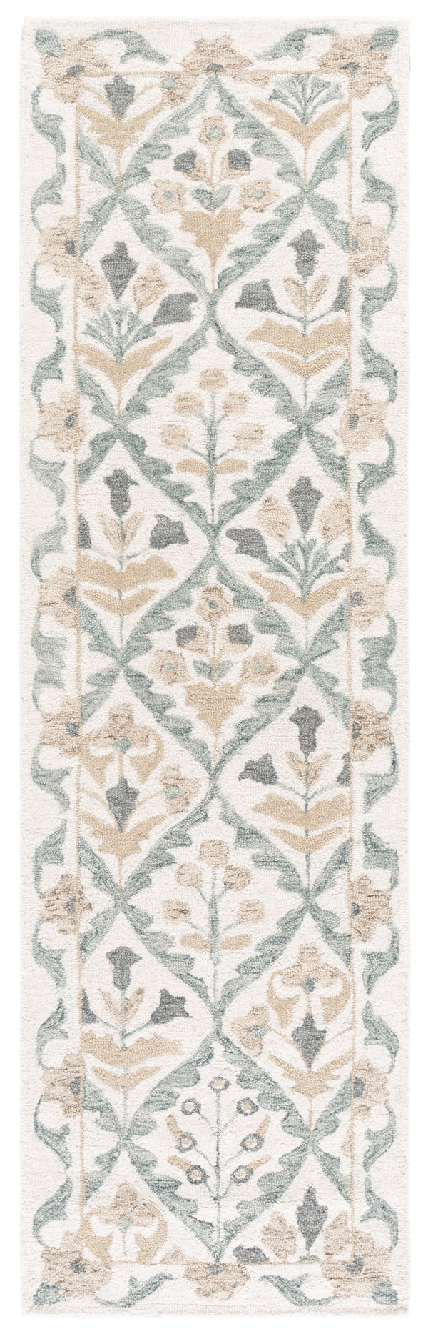 Safavieh Metro Hand-Tufted Ivory Grey Runner Rug, Wool-Cotton Blend, Low-Profile 3/8" Pile For Hallways 2'-3" x 8'-0" MET811A-28
