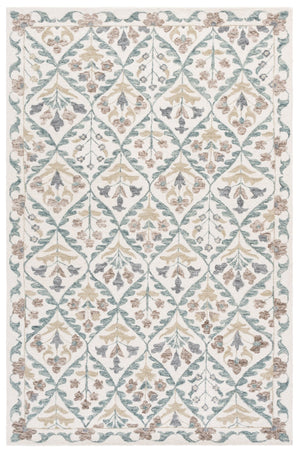 Safavieh Metro Hand-Tufted Ivory And Grey Area Rug — Wool-Cotton Blend, Low-Profile Floral Transitional Design 6'-0" x 6'-0" MET811A-6SQ