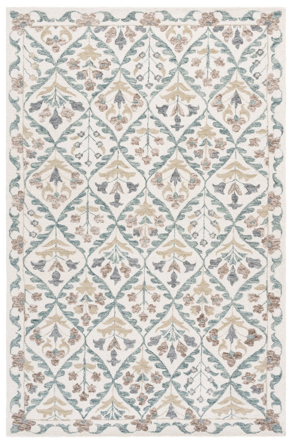 Safavieh Metro Hand‑Tufted Ivory And Grey Area Rug - Wool Cotton Blend, Low‑Profile Texture For Living Rooms 5'-0" x 8'-0" MET811A-5