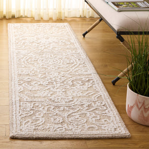 Safavieh Metro Hand-Tufted Beige Ivory Area Rug – Wool-Cotton Blend, Low-Profile Floral Transitional Design 6'-0" x 6'-0" MET812B-6SQ