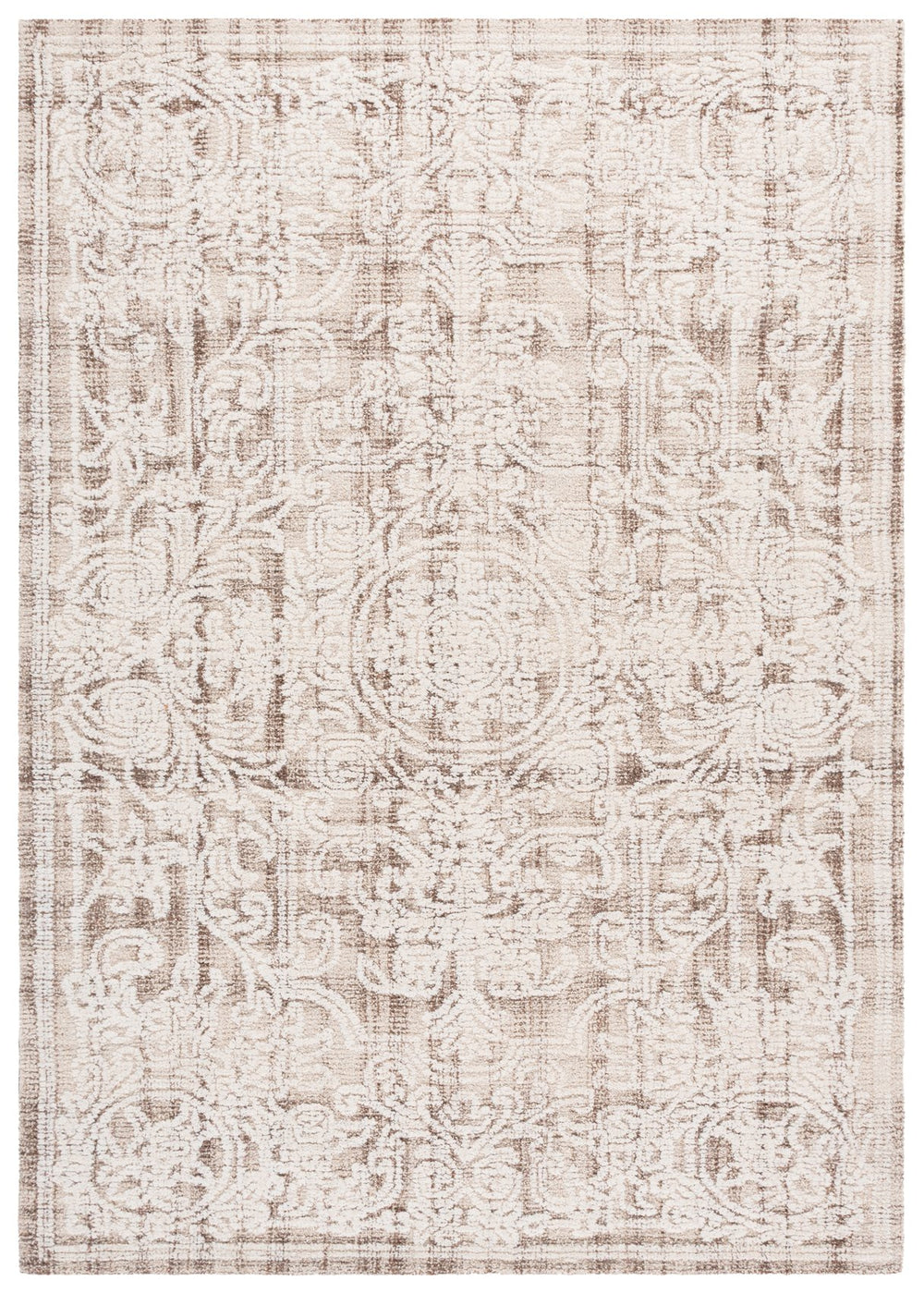 Safavieh Metro Hand-Tufted Beige Ivory Area Rug – Wool-Cotton Blend, Low-Profile Floral Transitional Design 6'-0" x 6'-0" MET812B-6SQ