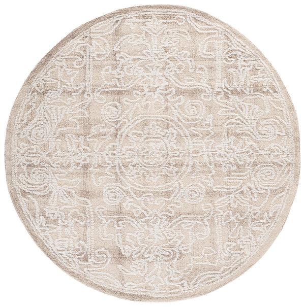 Safavieh Metro Hand‑Tufted Beige Ivory Round Rug — Wool‑Cotton Blend, Low‑Pile Elegance For Transitional Homes 6'-0" x 6'-0" MET812B-6R