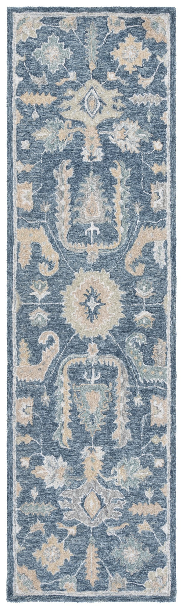 Safavieh Metro Hand-tufted Wool Runner Rug - Elegant Floral And Geometric Design For Timeless Home Décor Blue ,Grey Wool Pile Met825m-28