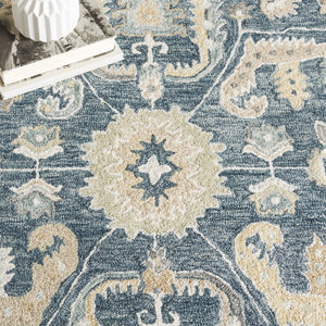 Safavieh Metro Hand-tufted Wool Pile Area Rug - Traditional Elegance With Floral And Geometric Design Blue ,Grey Wool Pile Met825m-8