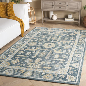 Safavieh Metro Hand-tufted Wool Runner Rug - Elegant Floral And Geometric Design For Timeless Home Décor Blue ,Grey Wool Pile Met825m-5
