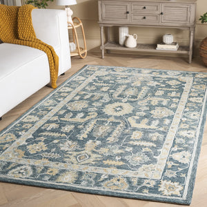 Safavieh Metro Hand-tufted Wool Pile Area Rug - Traditional Elegance With Floral And Geometric Design Blue ,Grey Wool Pile Met825m-8