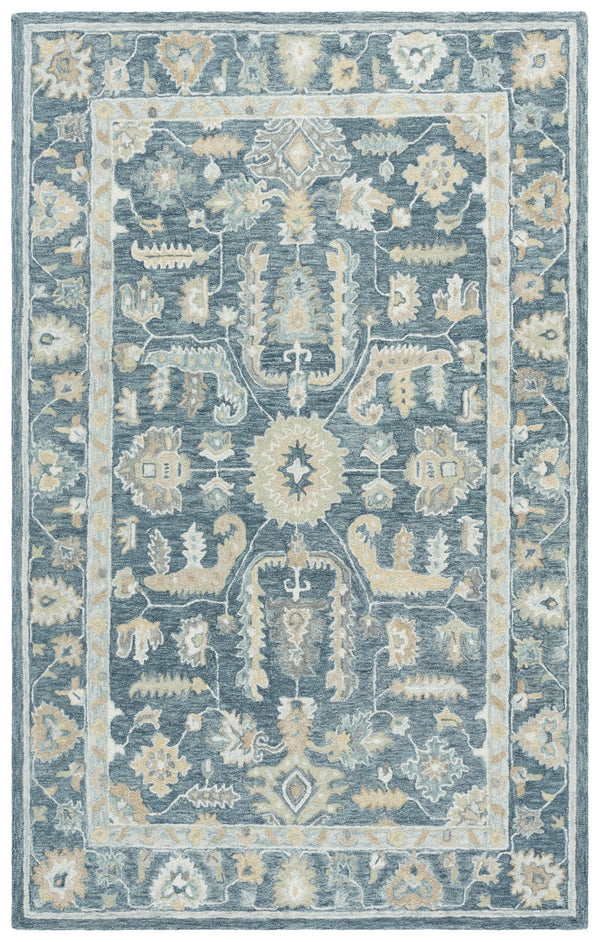 Safavieh Metro Hand-tufted Wool Runner Rug - Elegant Floral And Geometric Design For Timeless Home Décor Blue ,Grey Wool Pile Met825m-5