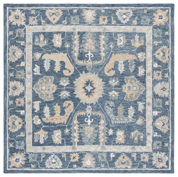 Safavieh Metro Hand-tufted Wool Runner Rug - Elegant Floral And Geometric Design For Timeless Home Décor Blue ,Grey Wool Pile Met825m-6sq