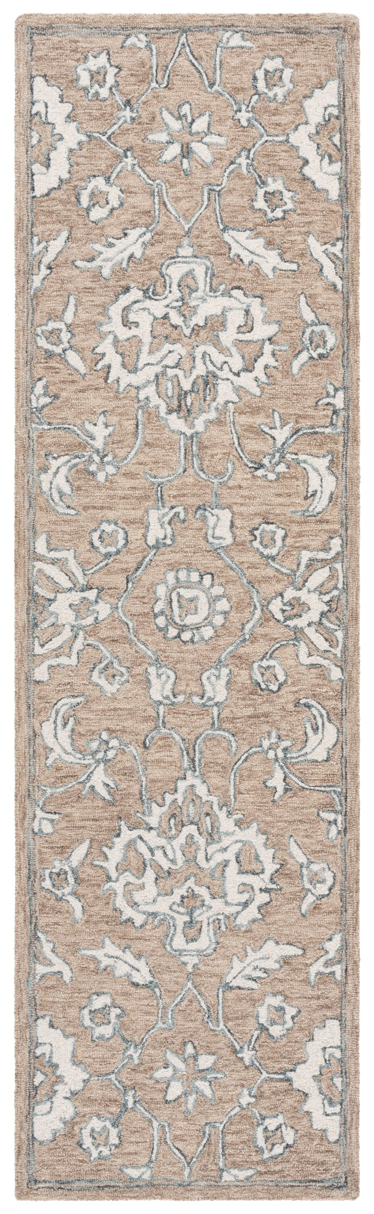 Safavieh Metro Runner Rug - Timeless Floral Design In Neutral Tones - Hand-tufted Wool For Elegant Spaces Beige ,Ivory Wool Pile Met826b-6r