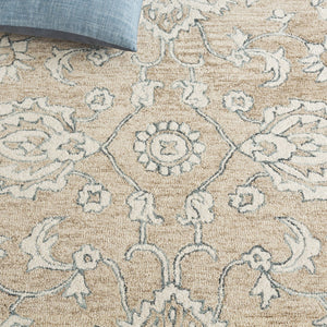 Safavieh Metro Runner Rug - Timeless Floral Design In Neutral Tones - Hand-tufted Wool For Elegant Spaces Beige ,Ivory Wool Pile Met826b-5