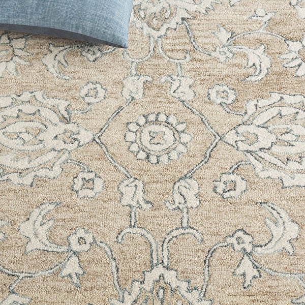 Safavieh Metro Runner Rug - Timeless Floral Design In Neutral Tones - Hand-tufted Wool For Elegant Spaces Beige ,Ivory Wool Pile Met826b-5