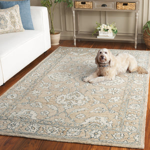 Safavieh Metro Runner Rug - Timeless Floral Design In Neutral Tones - Hand-tufted Wool For Elegant Spaces Beige ,Ivory Wool Pile Met826b-5