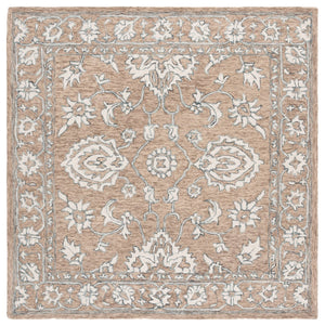 Safavieh Metro Runner Rug - Timeless Floral Design In Neutral Tones - Hand-tufted Wool For Elegant Spaces Beige ,Ivory Wool Pile Met826b-6sq