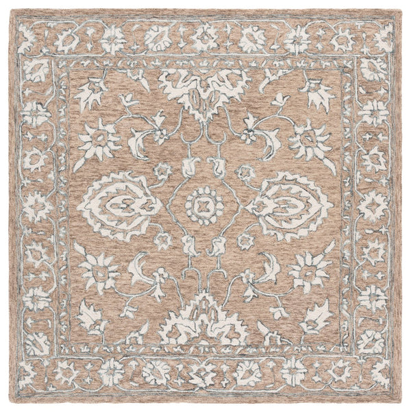 Safavieh Metro Runner Rug - Timeless Floral Design In Neutral Tones - Hand-tufted Wool For Elegant Spaces Beige ,Ivory Wool Pile Met826b-6sq