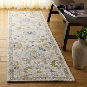 Safavieh Metro Traditional Hand-tufted Wool Area Rug - Elegant Ivory And Beige Floral Design For Any Space Beige ,Blue Wool Pile Met827b-8