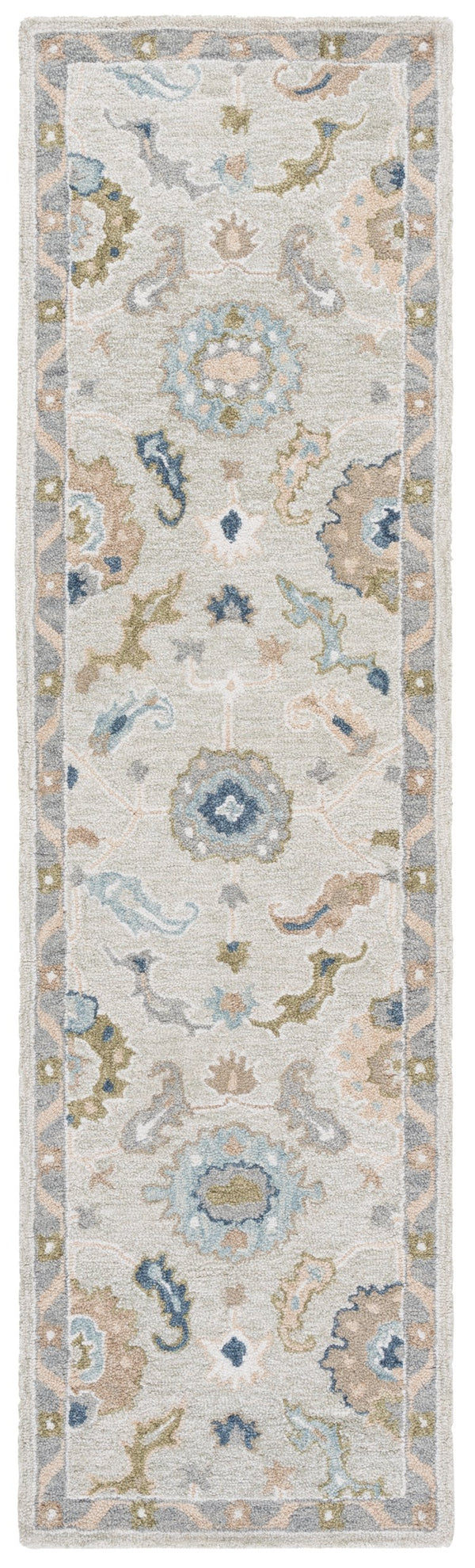 Safavieh Metro Traditional Wool Runner Rug - Timeless Hand-tufted Elegance For Hallways And Entryways Beige ,Blue Wool Pile Met827b-28
