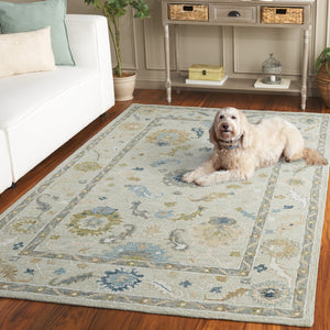 Safavieh Metro Traditional Wool Runner Rug - Timeless Hand-tufted Elegance For Hallways And Entryways Beige ,Blue Wool Pile Met827b-5