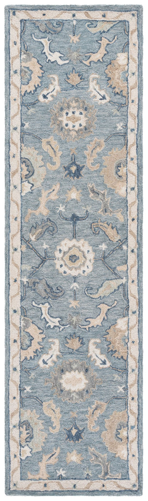 Safavieh Metro Traditional Wool Runner Rug - Timeless Hand-tufted Elegance For Hallways And Entryways Blue ,Ivory Wool Pile Met827m-28