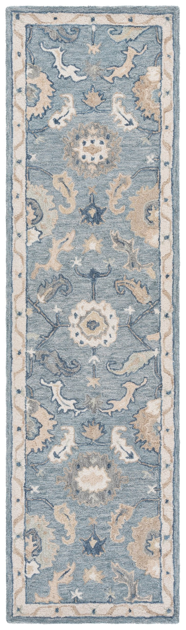 Safavieh Metro Traditional Wool Runner Rug - Timeless Hand-tufted Elegance For Hallways And Entryways Blue ,Ivory Wool Pile Met827m-28