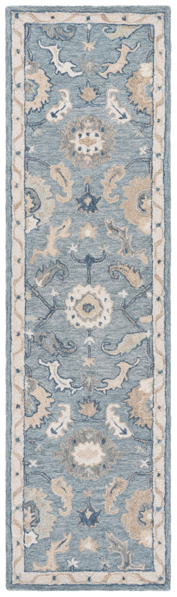 Safavieh Metro Traditional Hand-tufted Wool Area Rug - Elegant Ivory And Beige Floral Design For Any Space Blue ,Ivory Wool Pile Met827m-9
