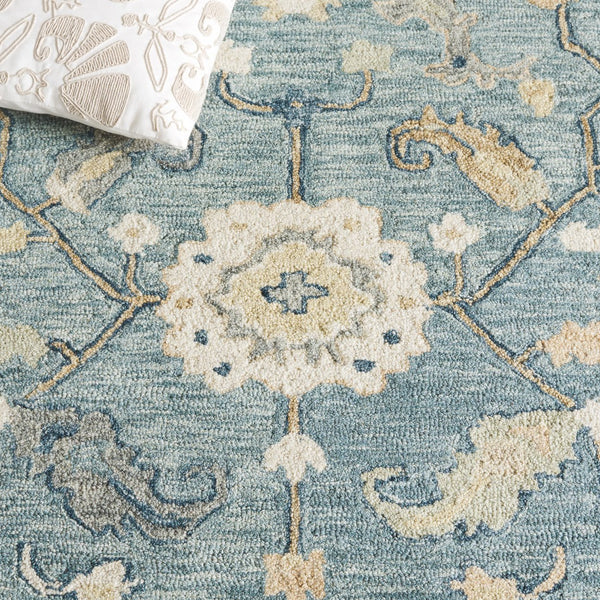 Safavieh Metro Traditional Wool Runner Rug - Timeless Hand-tufted Elegance For Hallways And Entryways Blue ,Ivory Wool Pile Met827m-5