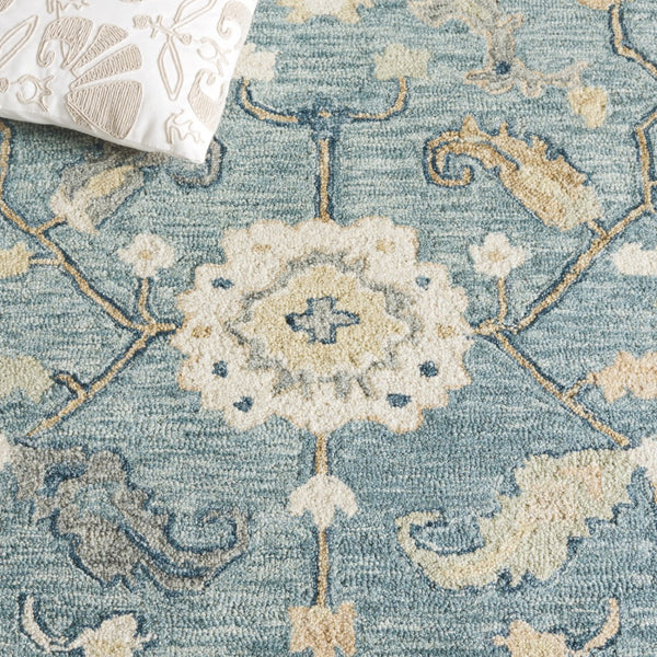 Safavieh Metro Traditional Hand-tufted Wool Area Rug - Elegant Ivory And Beige Floral Design For Any Space Blue ,Ivory Wool Pile Met827m-9