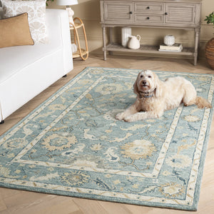 Safavieh Metro Traditional Wool Runner Rug - Timeless Hand-tufted Elegance For Hallways And Entryways Blue ,Ivory Wool Pile Met827m-5