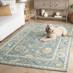 Safavieh Metro Traditional Hand-tufted Wool Area Rug - Elegant Ivory And Beige Floral Design For Any Space Blue ,Ivory Wool Pile Met827m-9